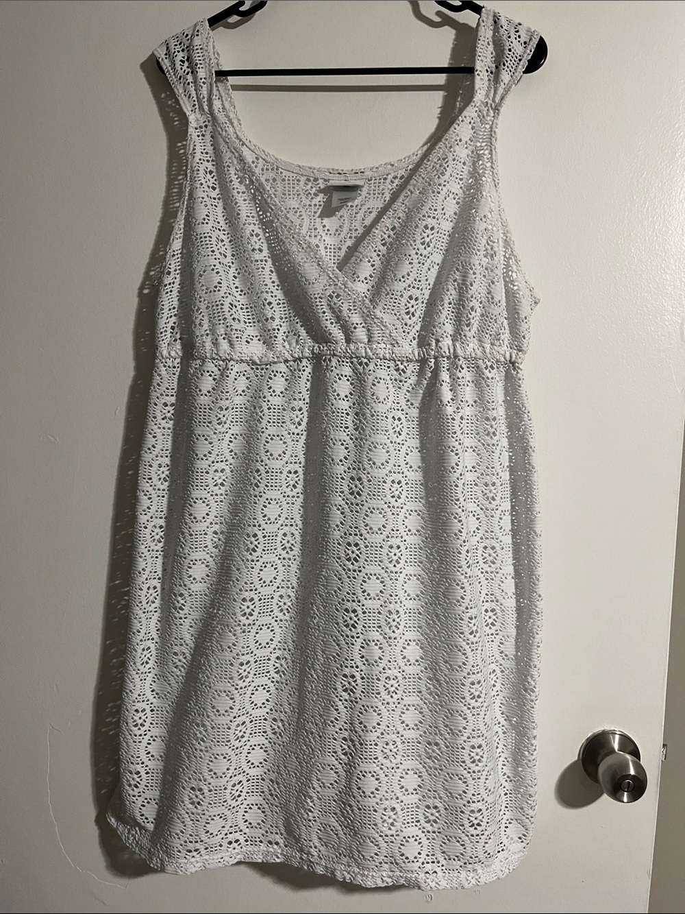 Jaclyn Smith White Crochet Sleeveless Cover-Up Dress